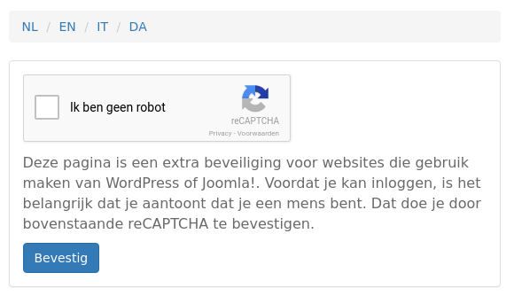 Ik ben geen robot scherm